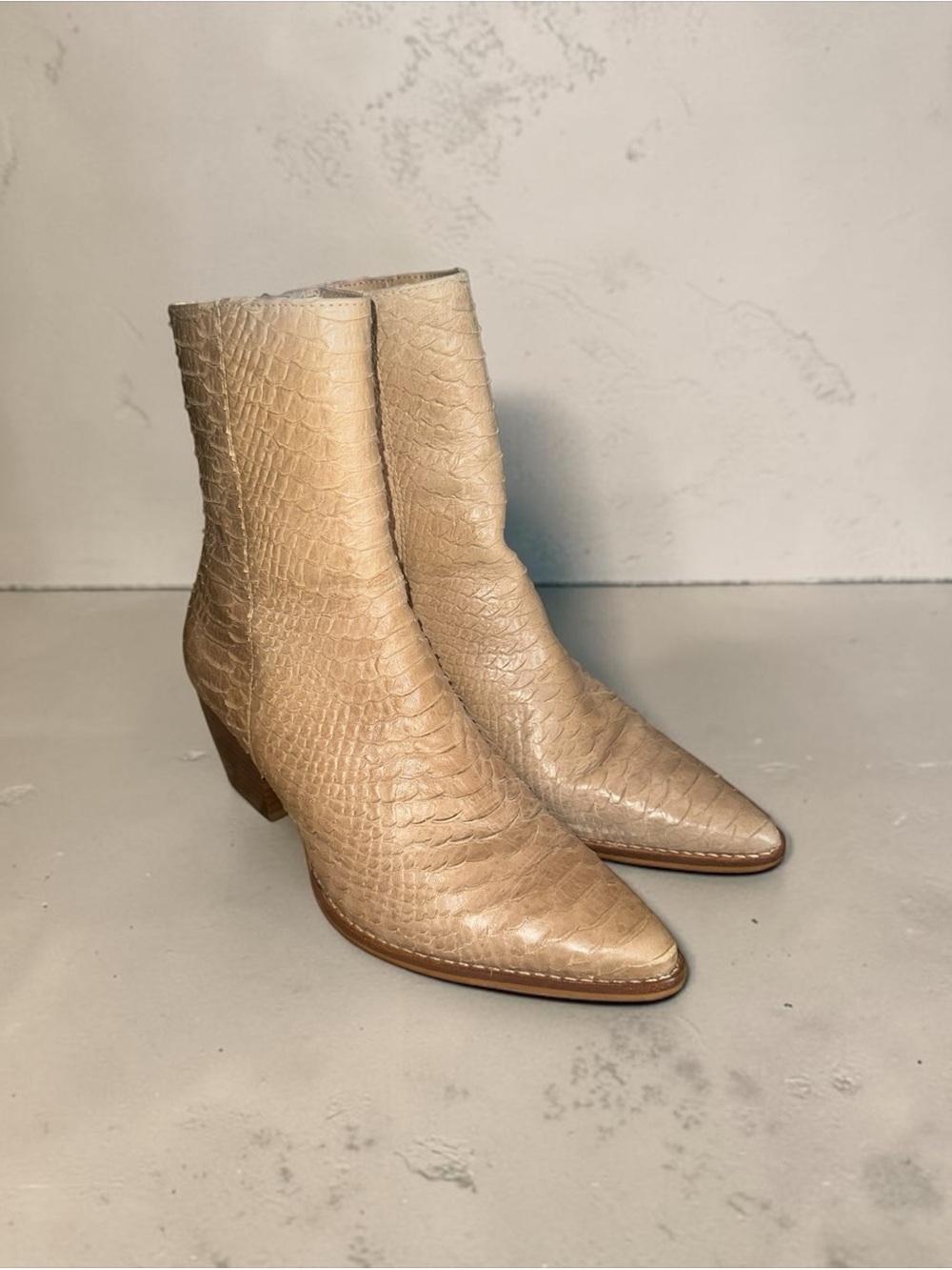 Matisse Caty Snake Embossed Leather Calf Boots Tan Made In Brazil Size 6 M